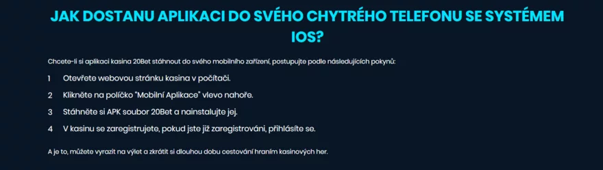 20Bet - Mobilní aplikace