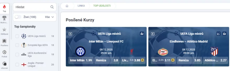 20Bet - živé sázení