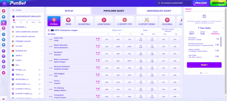 FunBet kurzová nabídka