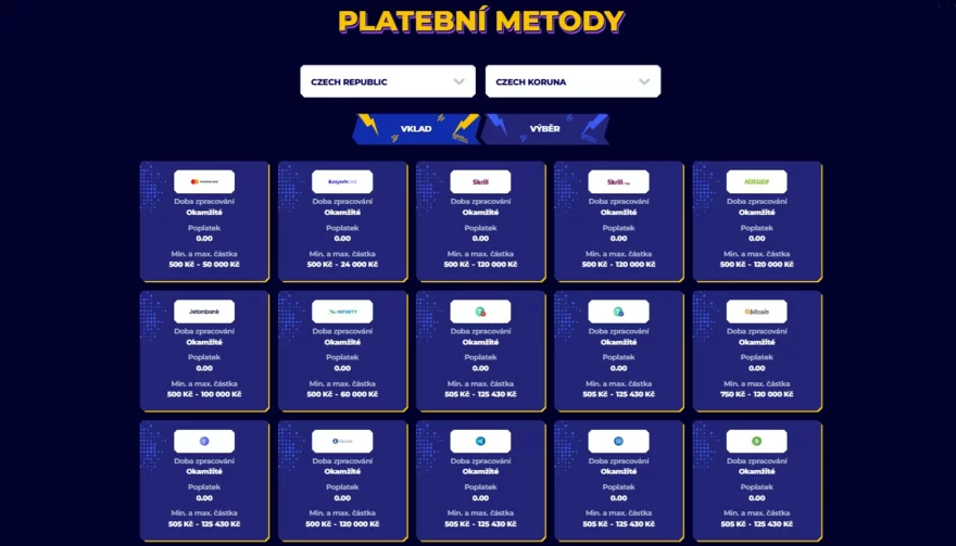 MrPacho vklady a výběry