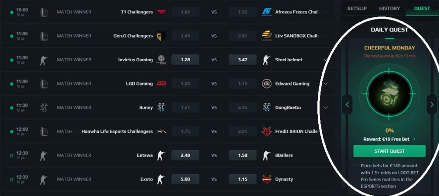 Daily's Quest v Loot.bet