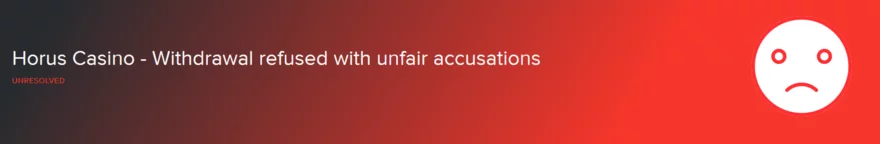 Ukázka nevyplacené výhry v hodnotě 2 000 euro v Horus Casinu