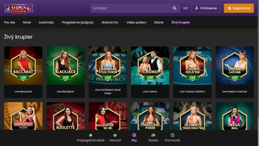 Hrát v online casinu Zodiac Casino