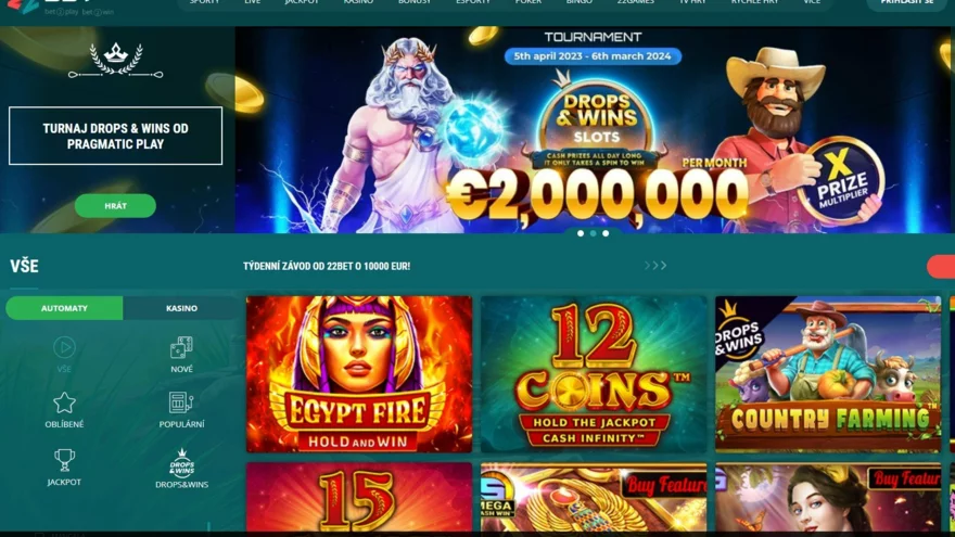 Live casino u 22Bet již čeká