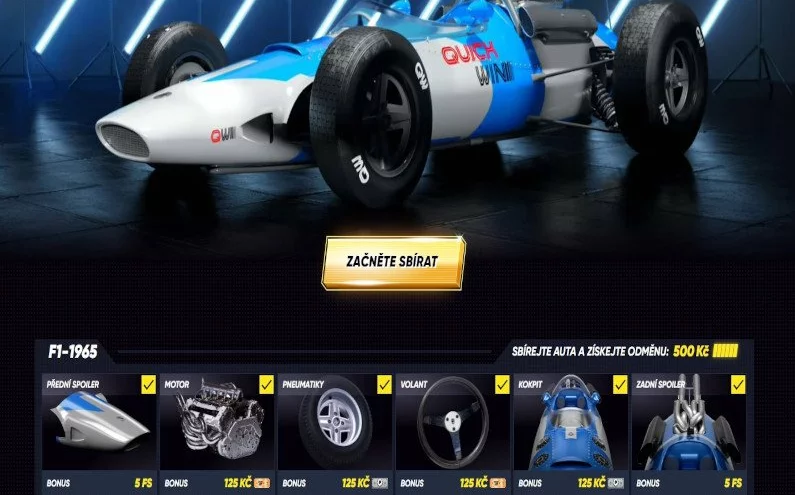 Sbírejte komponenty pro F1 1965 na QuickWin Casinu