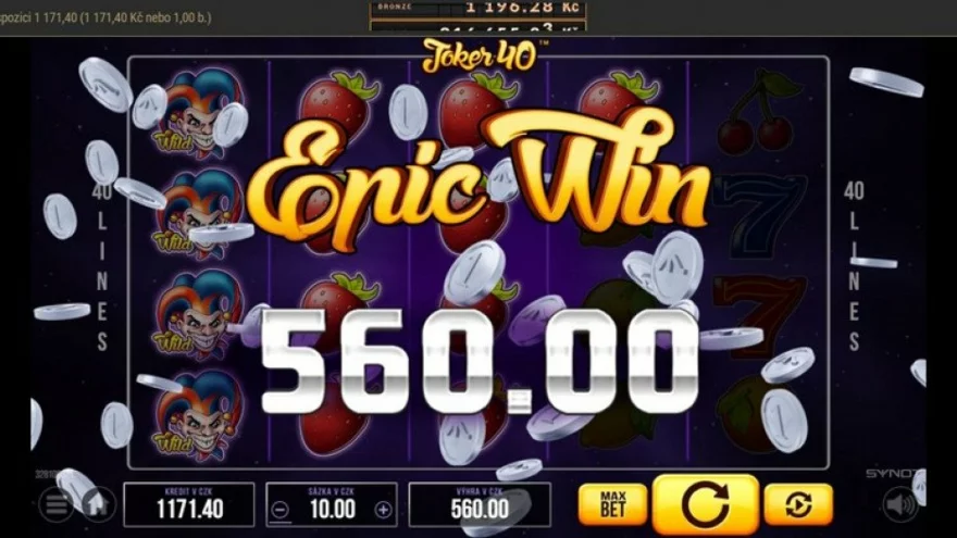 Jak jsem hrál v casinu SynotTip: Joker 40 – výhra 2000 Kč
