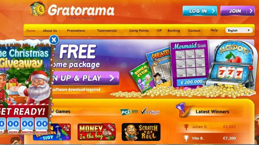 Vánoční promoakce v online casinu Gratorama