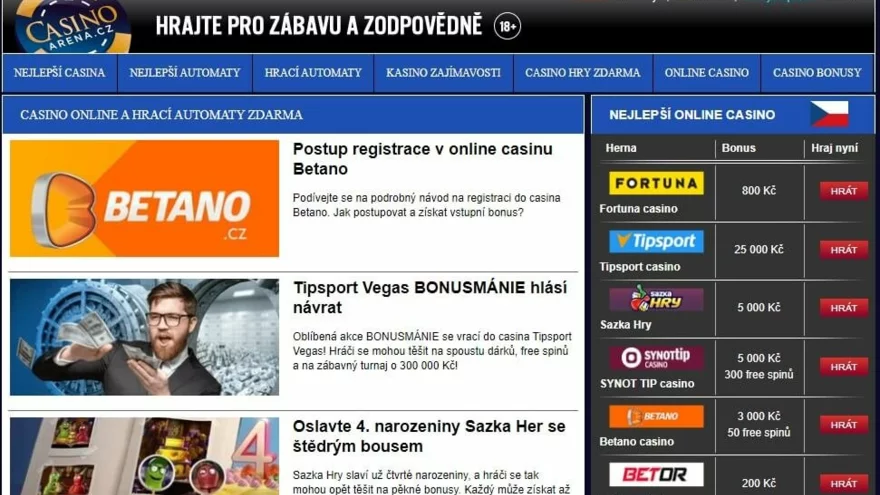Poznejte hazardní web casinoarena.cz! 🎰