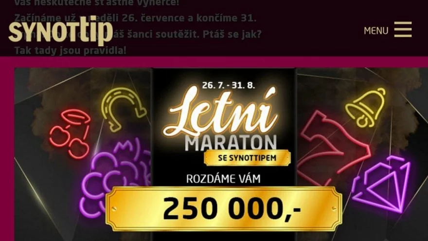 Letní Maraton se SynotTIPEM s garancí 250 000,-